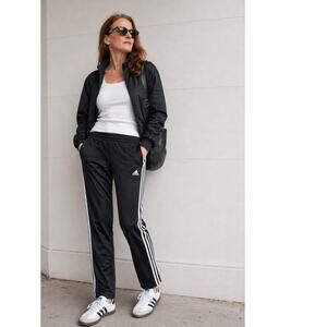 Adidas Track Pants Black White Stripe Slim Fit M L Athletic Joggers Streetwear